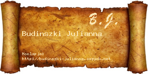 Budinszki Julianna névjegykártya